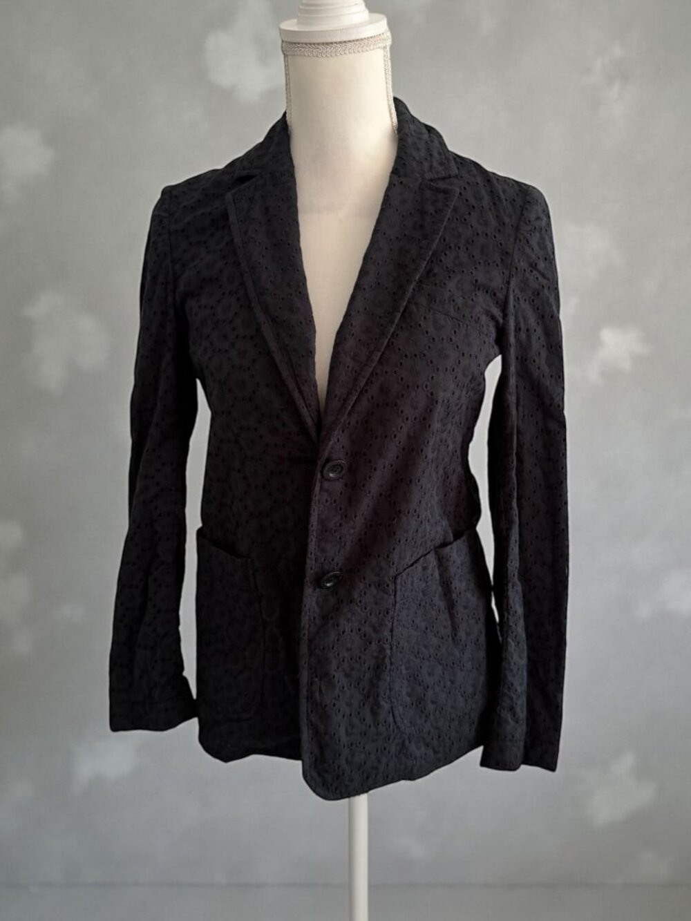 SEE BY CHLOE Black Eyelet Long Sleeve Blazer Jacket Size US 4
